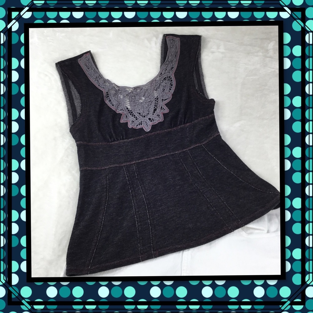 FREE PEOPLE DENIM LOOK TOP M